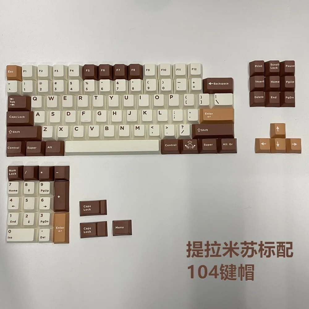 GBrosTiramisu-Capuchons continent PBT à sublimation thermique, capuchons de clavier continent, commutateur Cherry MX, entrée ISO, barre d'espace 3U 7U