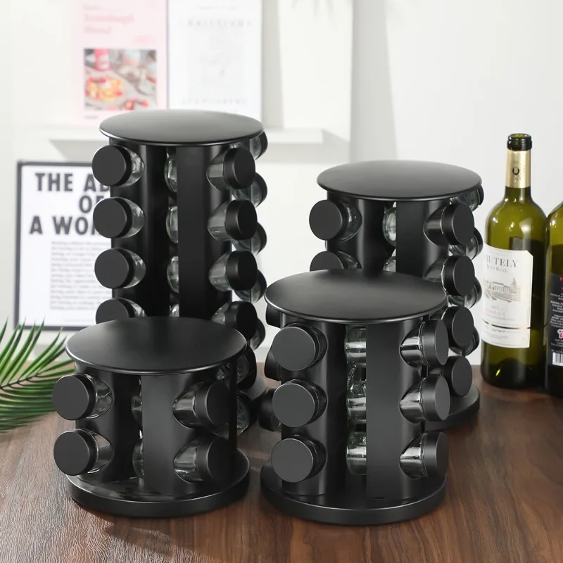 

Non Perforated Seasoning Jar Rotating Seasoning Rack, Kitchen 360 Turntable Countertop Seasoning Bottle Storage Rack