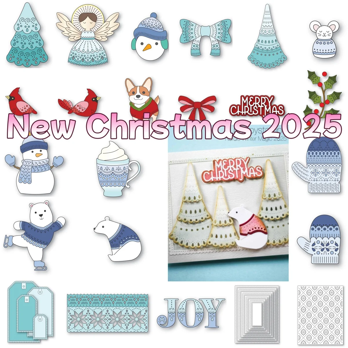 

Corgi Nordic Holly Tree Mitten Angel Bear Metal Cutting Dies For DIY Decorating Scrapbook Paper Card Craft Christmas 2025 New