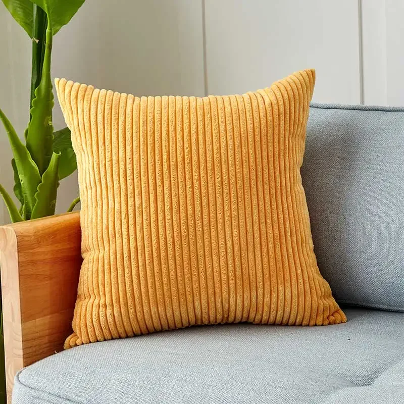 

Yellow Cushion Covers Corduroy Super-Soft Striped Home Decor 30x50cm Pillow Cover for Sofa Living Room Car Pillow Case