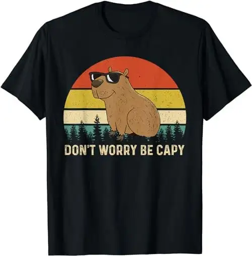 Cool Capybara Don't Worry Be Cappy Vintage Funny Rodent Meme T Shirt SweaT 35583