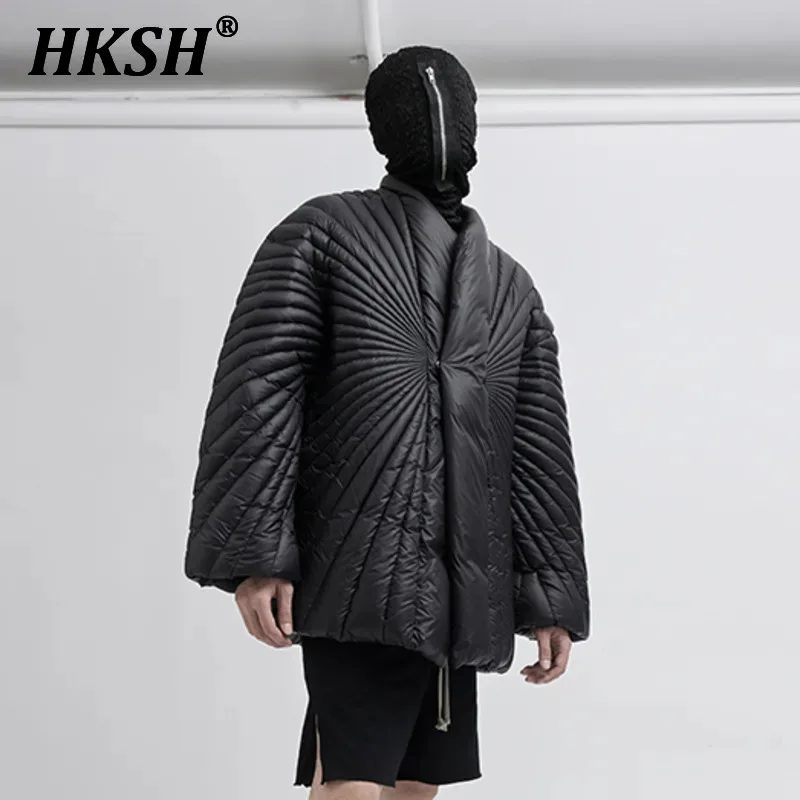 HKSH Winter New Men's Tide Dark Down Niche Jacket Women Ray Chic Cotton Padded Streetwear Punk Coats Customized No Refund HK2420