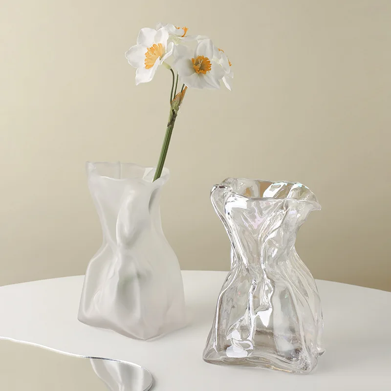 Colorful Frosted Glass Small Vase High-grade Sense Ornament Living Room Dining Table Flower Decoration Flower