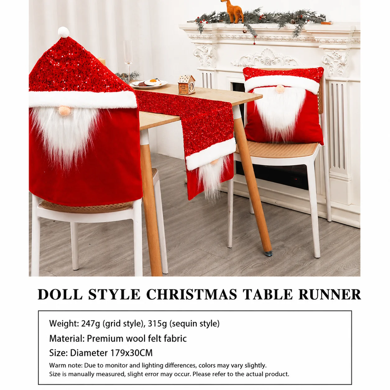 Christmas Decorative Table Runner Fabric Santa Gnome Table Runner Fabric Table Runner Smooth Christmas Gnome Decoration