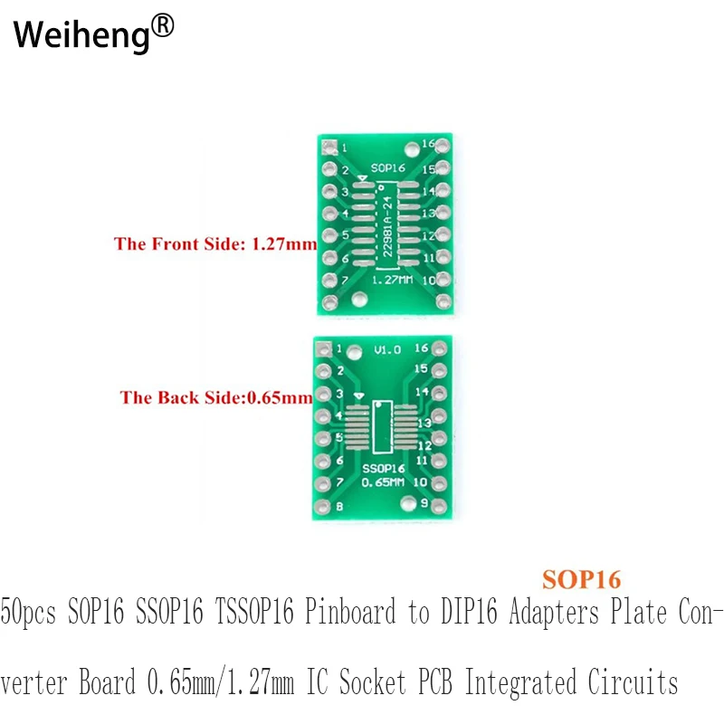 50pcs SOP16 SSOP16 TSSOP16 Pinboard to DIP16 Adapters Plate Converter Board 0.65mm1.27mm IC Socket PCB Integrated Circuits