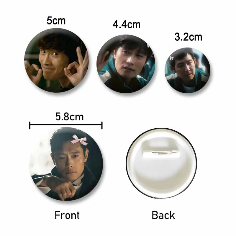 Kpop Actor Lee Byung-hun Coin Badges Funny Meme Button Pins Custom Round Brooch on Clothes Backpack Accessories Jewelry Gifts