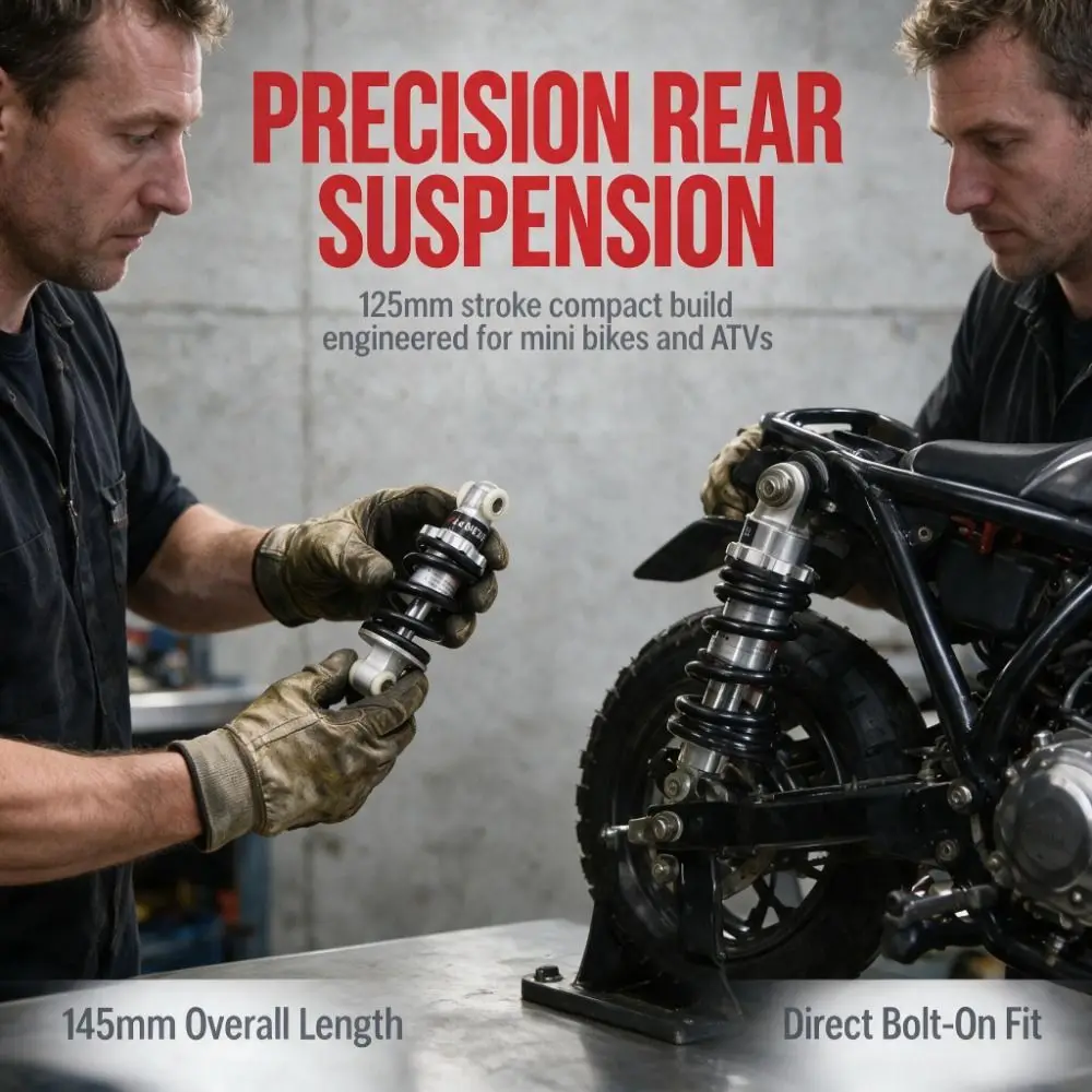 Durable 125mm Rear Shock Absorber Adjustable 750LB/IN Suspension Shock Aluminum Alloy Shock Strut Damper ATV/Moto/Quad