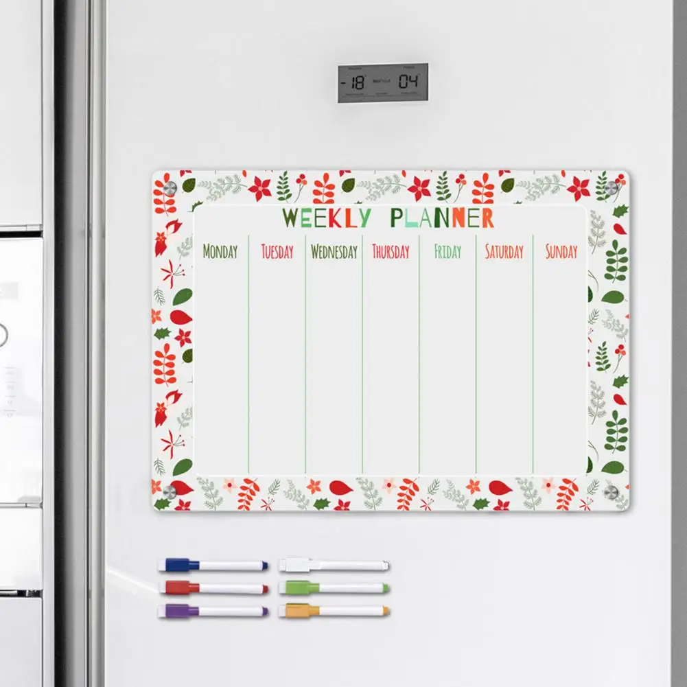 Pizarra magnética para nevera, planificador semanal magnético con bolígrafos A3, juego de pizarra magnética, planificador de borrado en seco reutilizable