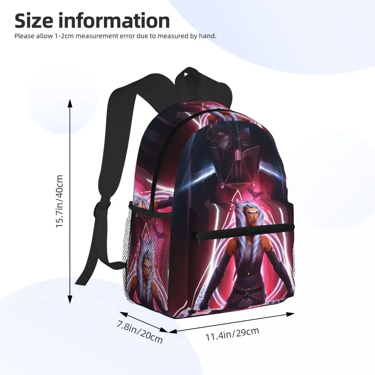 Fulcrum Ahsoka Tano الخيال العلمي الحروب القبلية حقيبة ظهر الطالب حقيبة مدرسية المشي لمسافات طويلة السفر Daypack للرجال النساء الكتب حقائب كتف #2