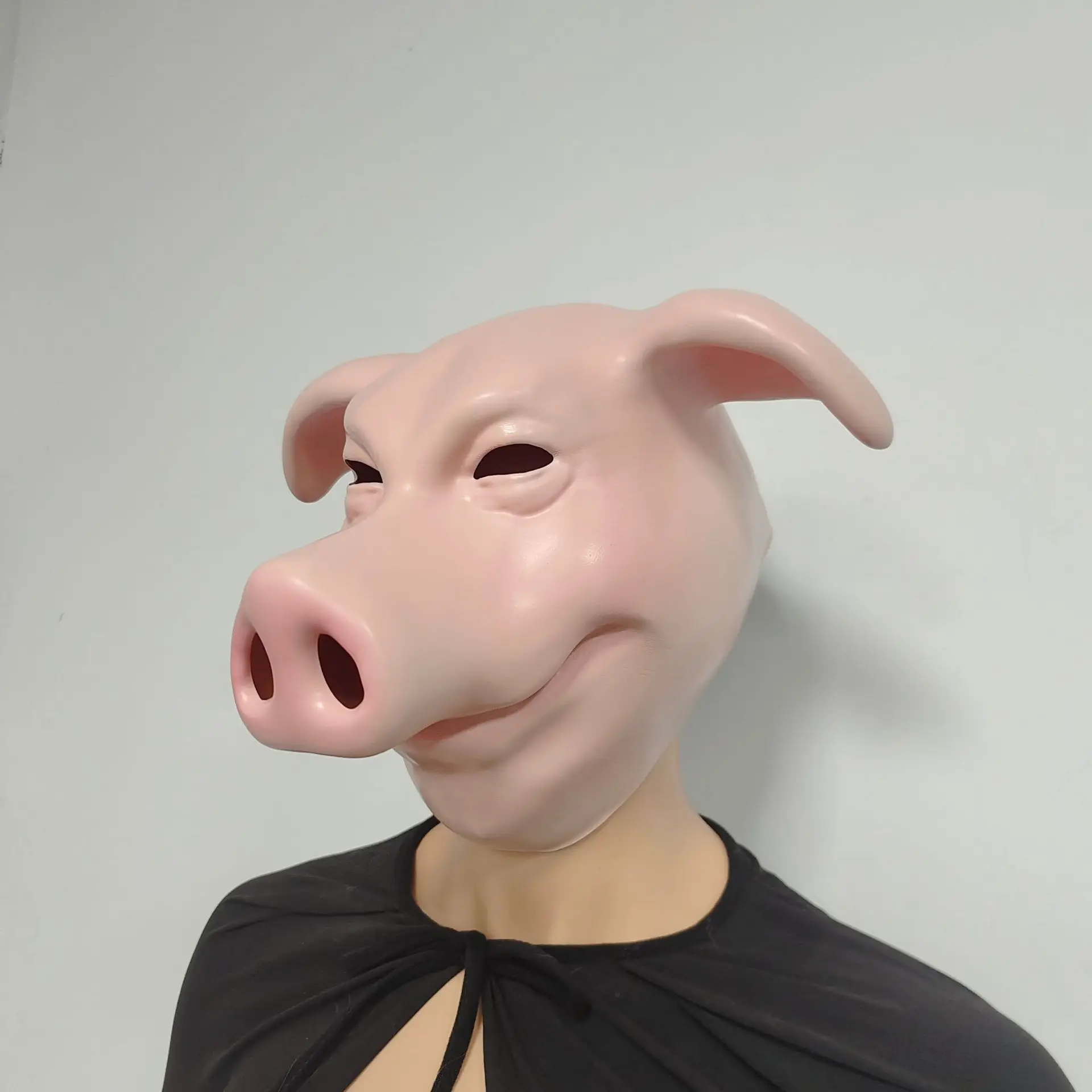 Lustige Schwein-Vollkopf-Latexmaske Realistische Tier-Schweinemaske Halloween Cosplay Maskerade Karneval Kostümparty Requisite – Detail 4