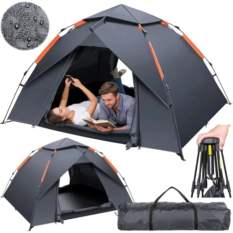 Tragbares Automatisches Pop-Up Campingzelt für 1 oder 2 Personen, Winddichtes Wasserdichtes Kuppelzelt mit Schnellaufbau, Outdoor-Reiseunterstand für Wandern & Camping