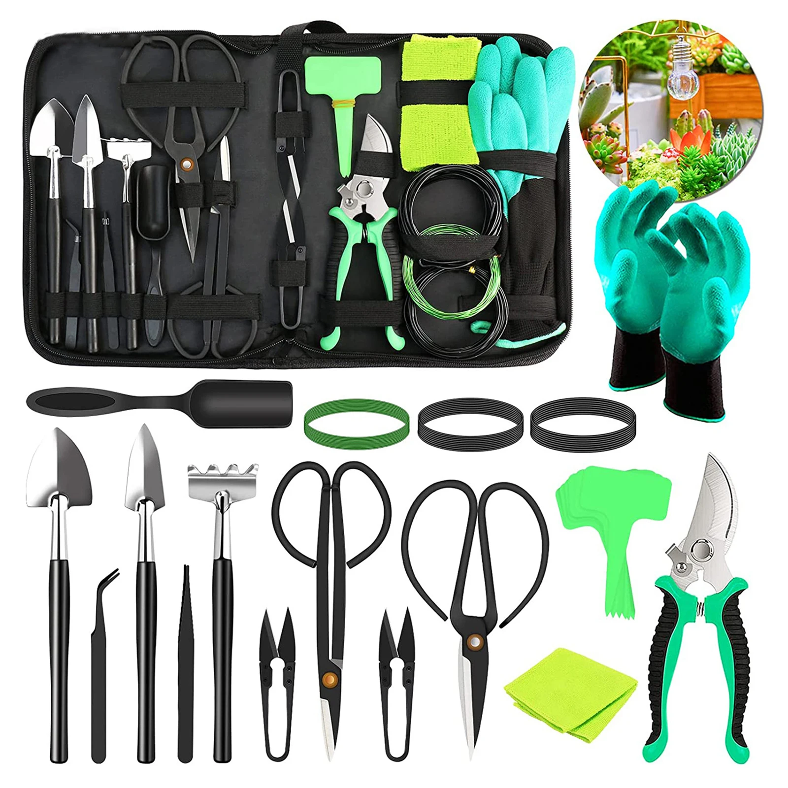 

Bonsai Tree Set 24 Piece Bonsai Tool Set High Carbon Steel Succulent Pruning Tool Set Including Pruning