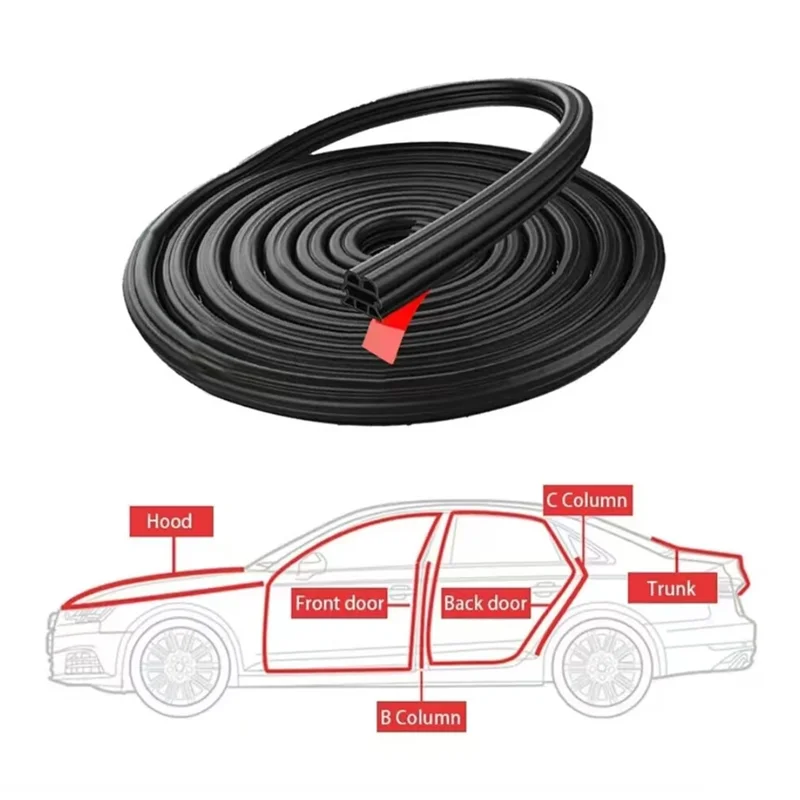 Thicken 3-Layer Seal Strip Car Door Seal Strips Sound Insulation Weatherstrip Accessories Auto 5/10/20M New Model Rubber Strips