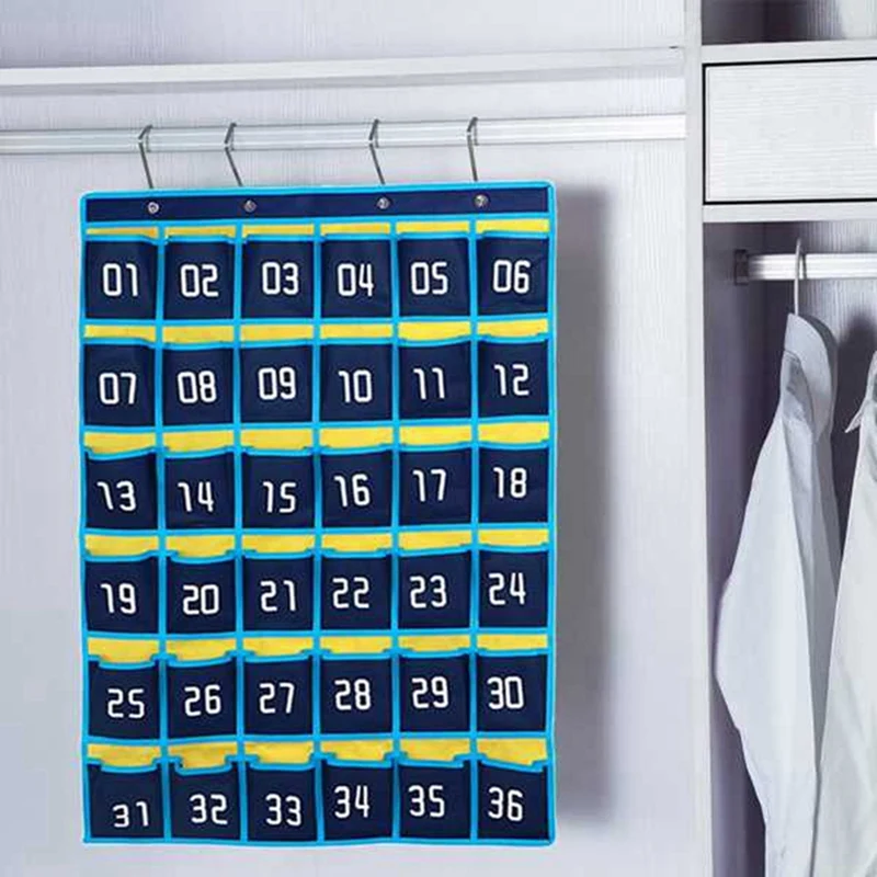 108 Numbered Pocket Chart Cell Phone Organizer Hanging Storage Bag For Classroom Calculator Mobile Phone Holders