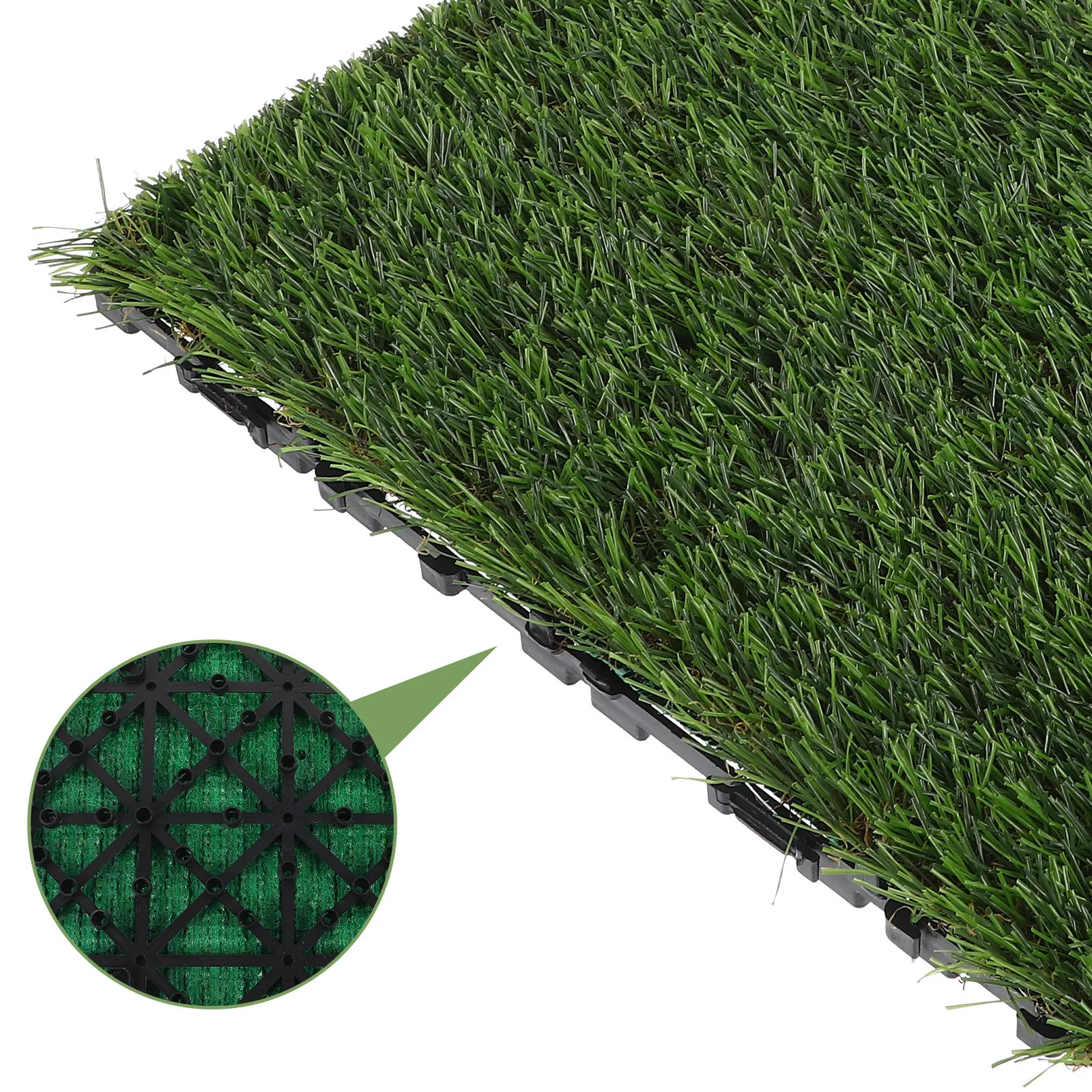 Interlocking Outdoor Anti-Corrosion Lawn Grass Flooring Plastic Deck Tiles Easy Installation Fake Grass Tiles for Patio Balcony