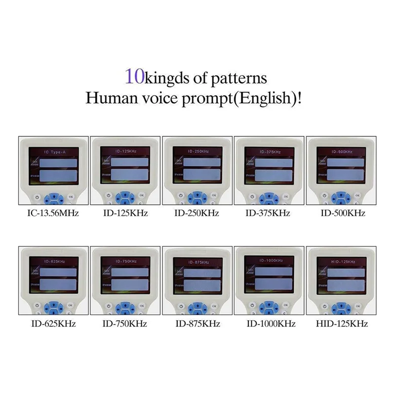 BNVN-고급 RFID 카드 리더 버너: IC/ID 영어 10 주파수 RFID 디코더 125Khz 13.56Mhz 카드용 휴대용 NFC 스캐너