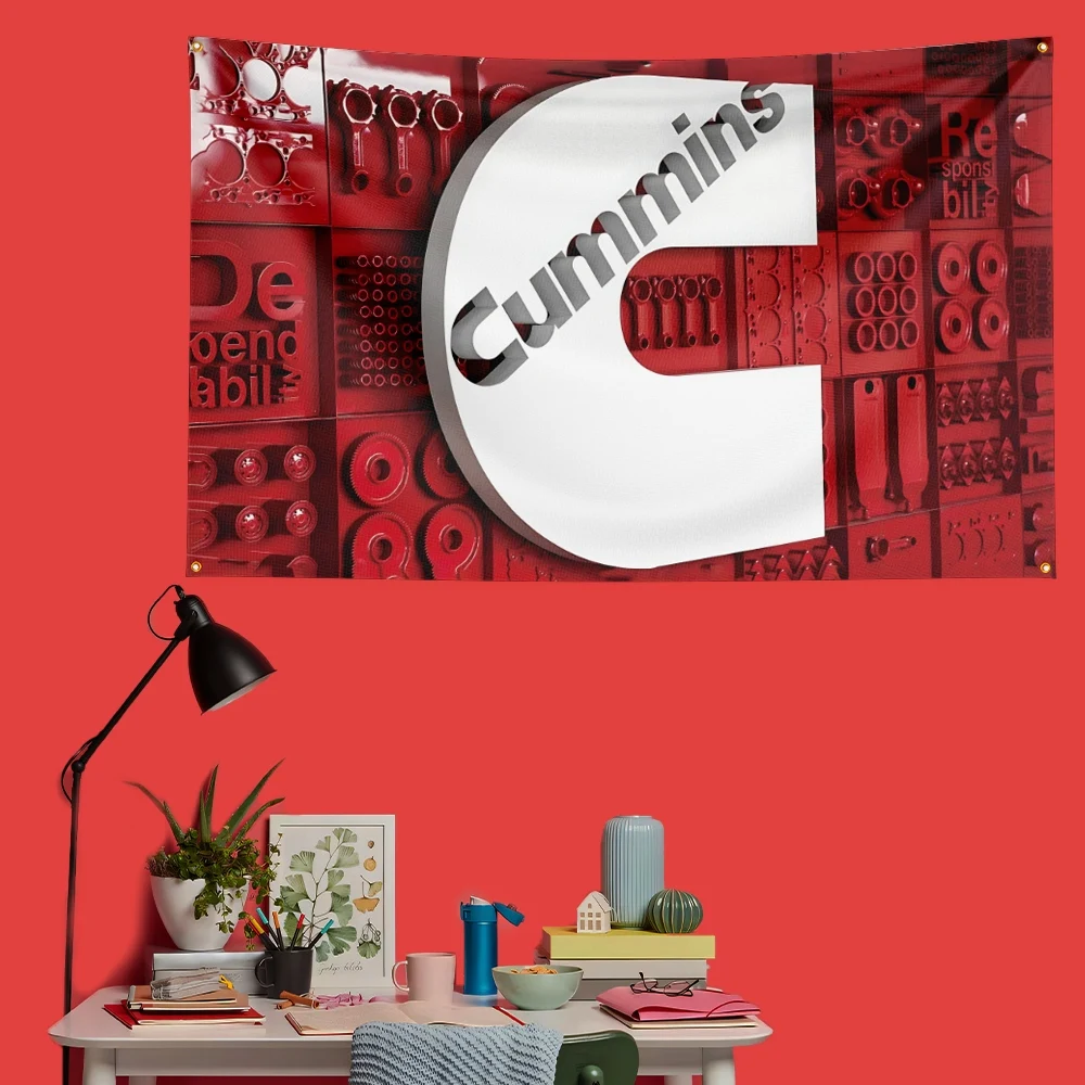 Cummins Engine Flag   Polyester Garage Wall Decor Banner For Truck Fans