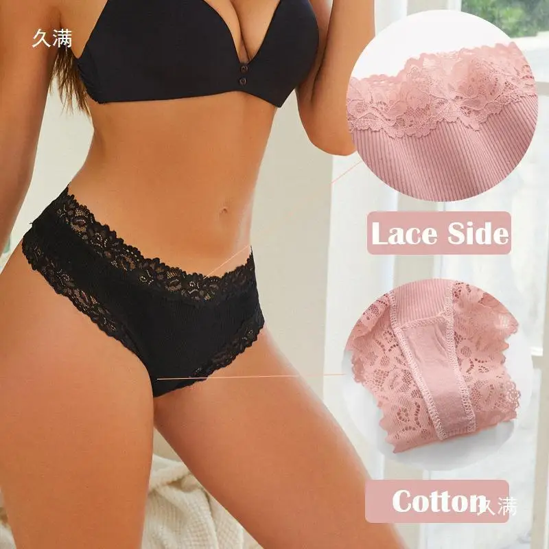 3PCS/Set Women Sexy Lace Panties Cotton Seamless Brazilian Panties Female Sexy Low Rise Soft Underwear G-String Lingerie S-XL