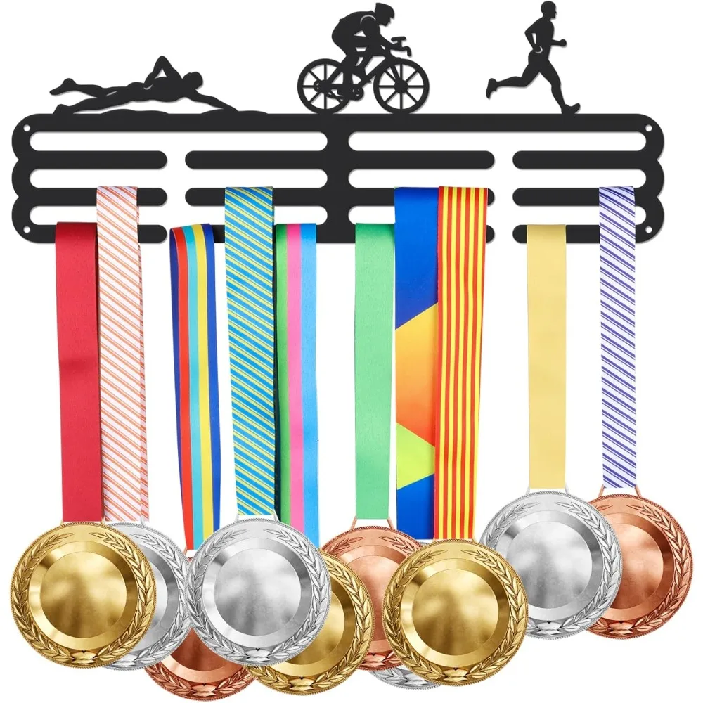 Medal Holder Display Triathlon with Running Medal Hanger Cycling Swimming Hanger Personalized Medal Hanger Display Rack Frame