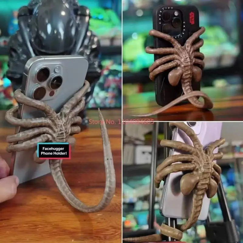 Alien:Romulus Facehugger Popcorn Bucket Anime Figure Xenomorph Facehugger Halloween Decorations Mobile Phone Holder Kid Gift