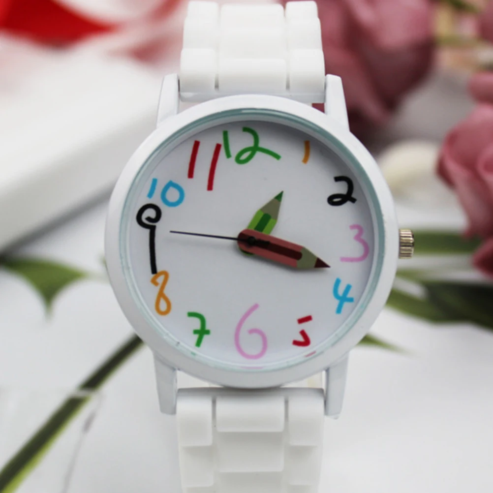Детские часы с мультяшным карандашом, милый кварцевый подарок для девочек-подростков, детский браслет, прочный, безопасный, точный механизм на день рождения