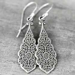 Gorgeous leaf/flower design long earrings for women's vintage fashion wedding party jewelry