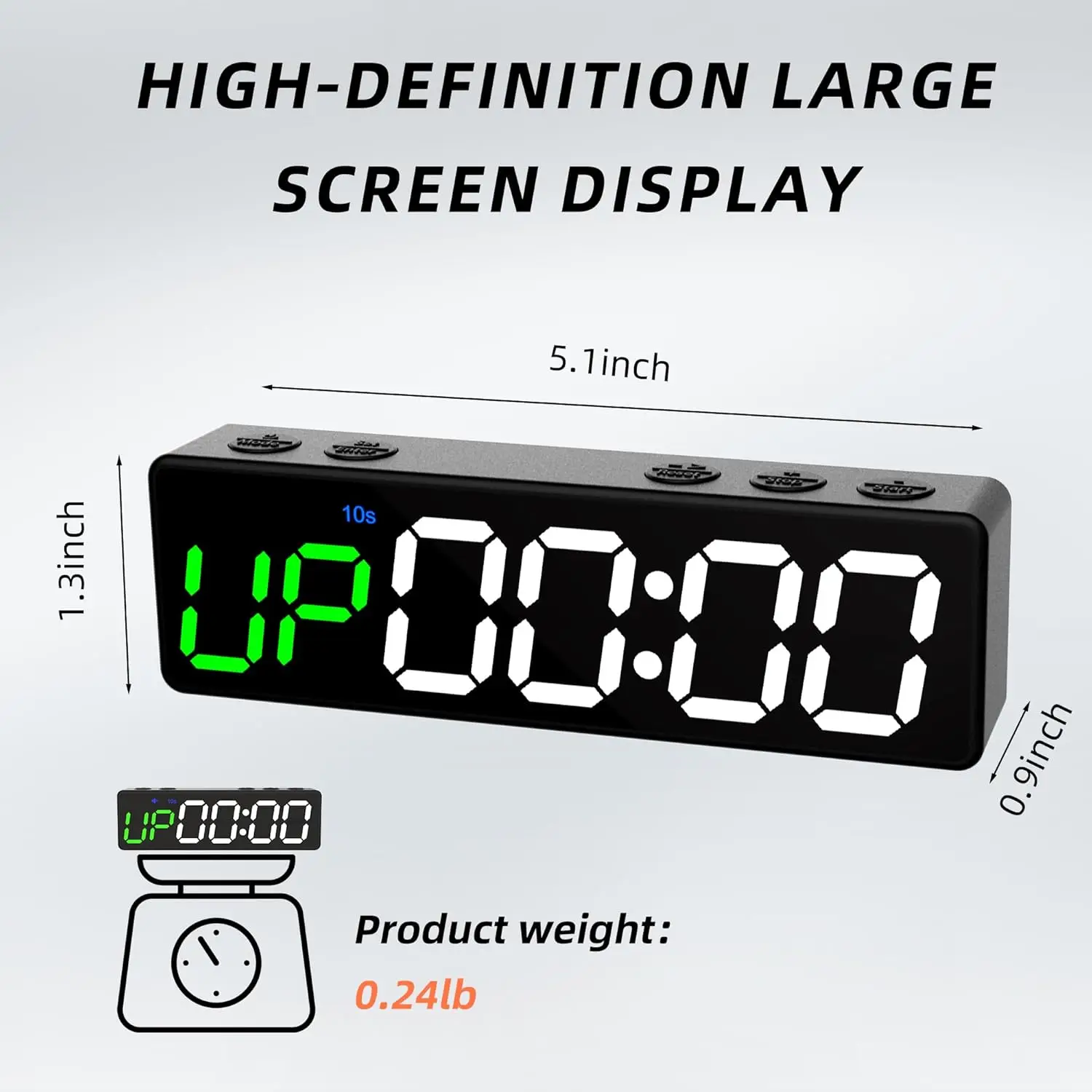 Magnetic Digital Interval Timer Clock: 12/24H Countdown Stopwatch for Home Gym Boxing Workout, Battery-Powered Portable
