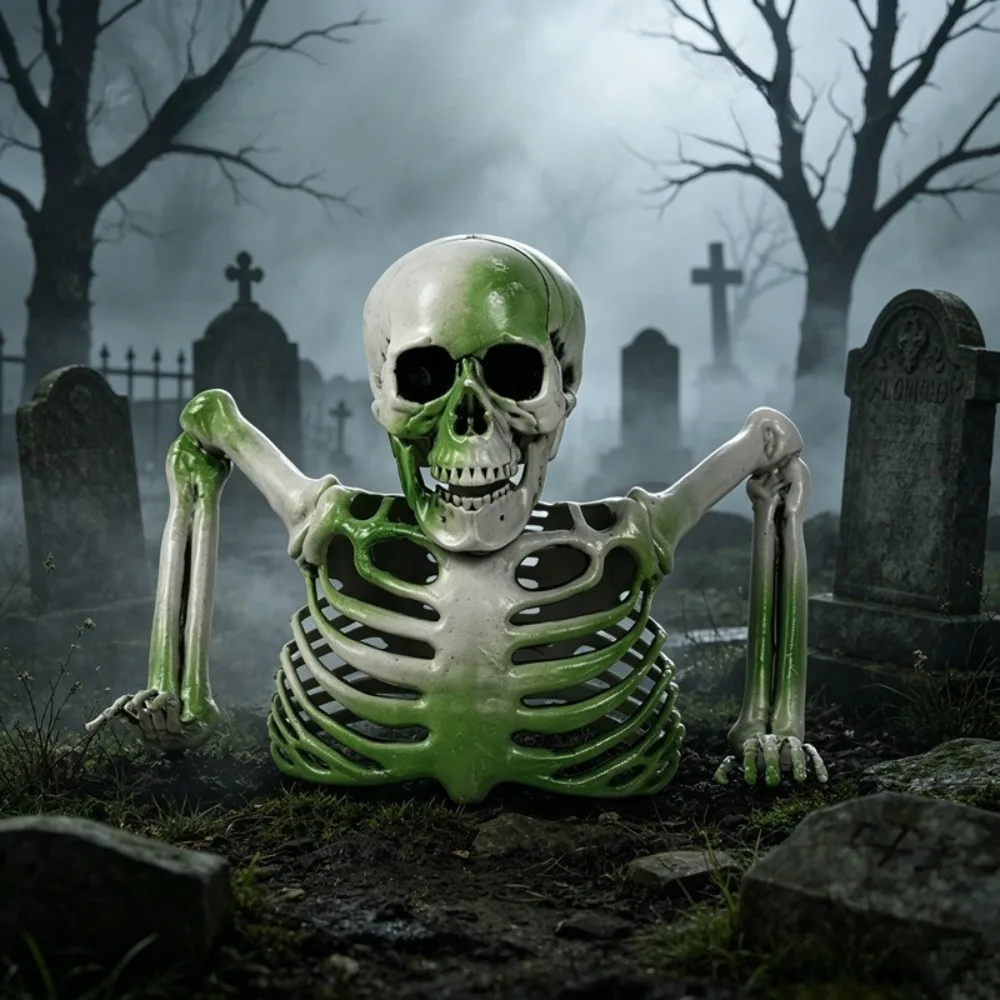 Image of Horror Halbkörper-Skelett-Ornament Halloween Vergrabener Schädel Knochen-Deko Friedhof-Requisite Desktop Outdoor Party Dekorationszubehör