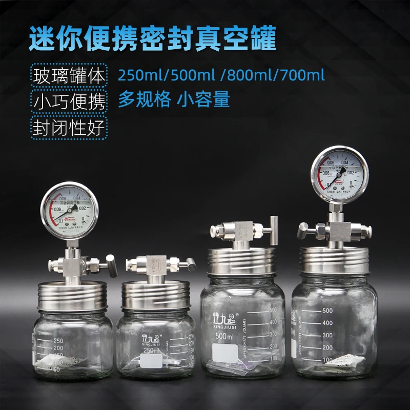 

Laboratory sample storage and carry mini dryer with negative pressure gauge metal needle valve glass sealing tank vacuum tank