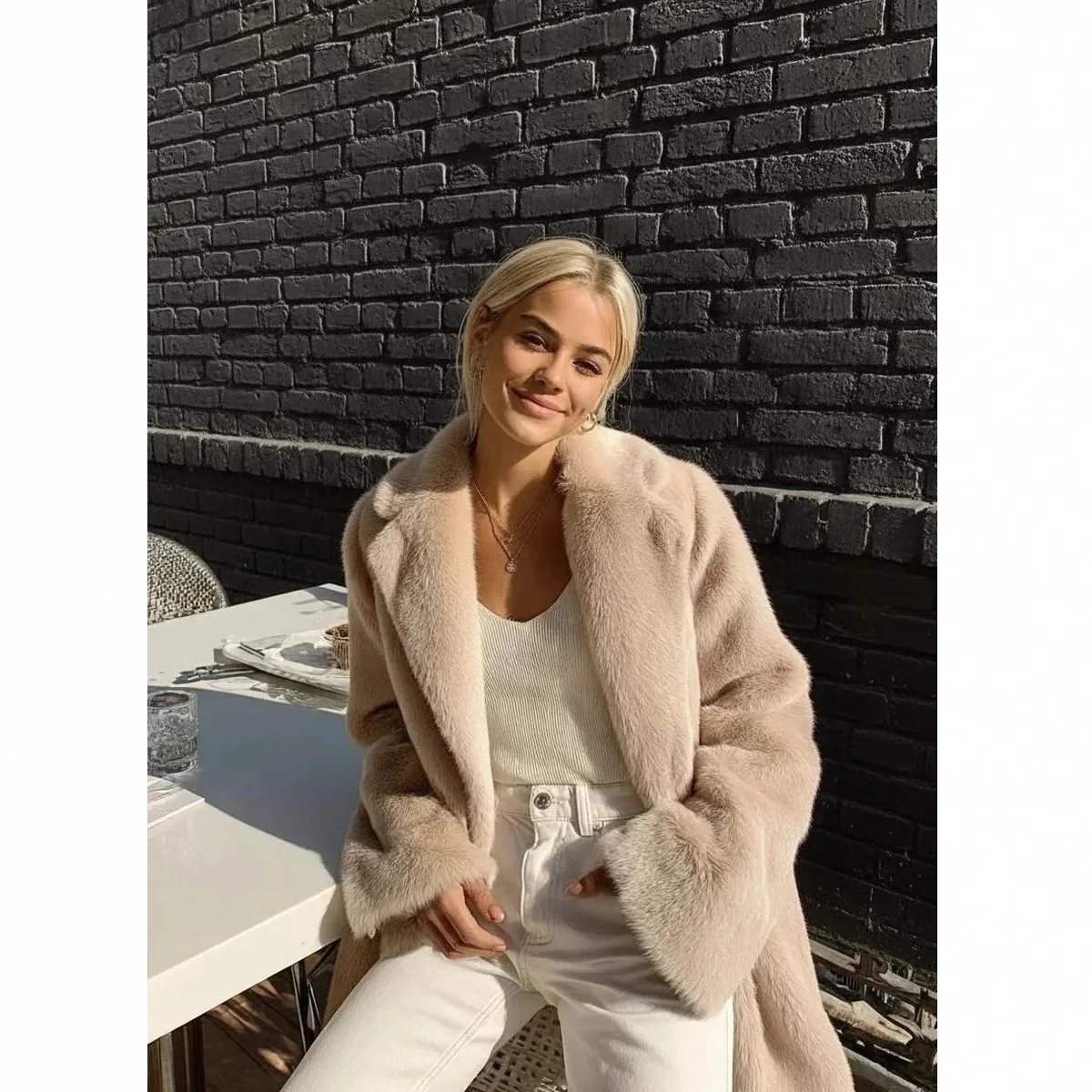 Cross-border foreign trade fur jacket environmentally friendly extended artificial fur imitation fur belt top cardigan women
