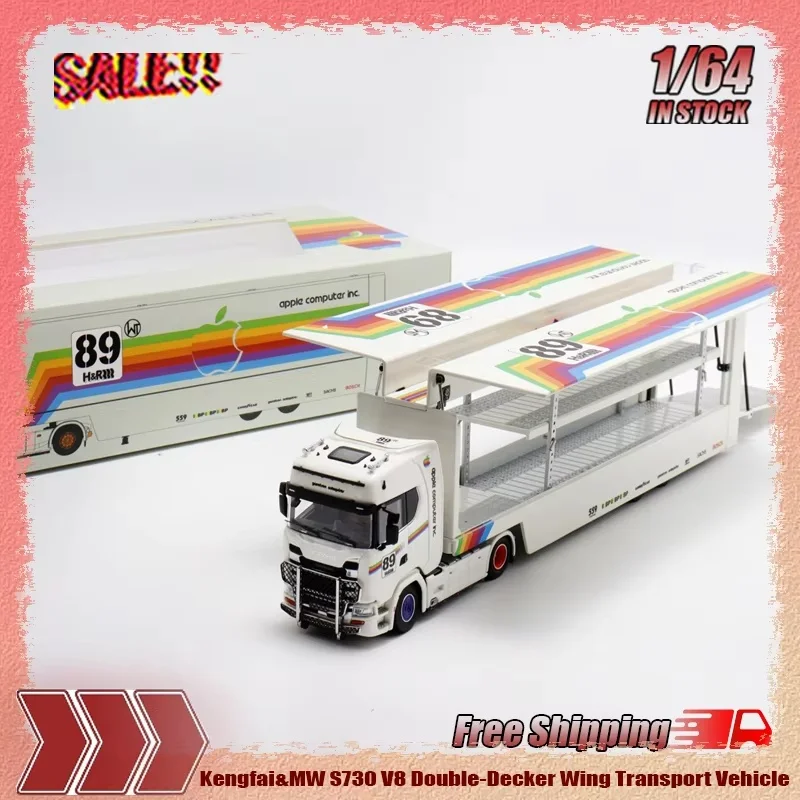 

Новый Kengfai Maxwell Custom Edition 1:64 S730 V8 двухэтажный транспортный автомобиль с крыльями, окрашенная в яблоко модель из сплава, игрушки на заказ, подарки