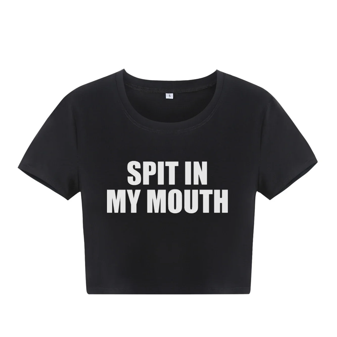 Spit in My Mouth Crop Top Baby Tee Mädchen Sommerdruck Slim Tops Y2k EMO Mädchen Casual T-Shirts Tops Sommer 90er T-Shirts Vintage Tops – Detail 13