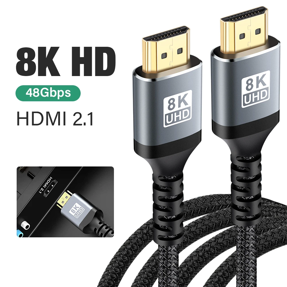 8k HDMI Cable 4K@120Hz 8K@60Hz HDMI 2.1 Cable 48Gbps Adapter for Samsung Sony eARC HDR Video Cable PC Laptop TV box PS5 3m 5m 7m