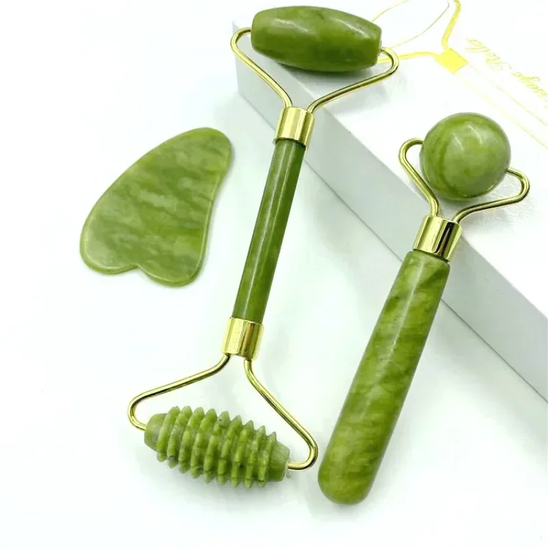 Rodillo de masaje de Jade Natural, tablero Guasha, raspador de SPA, piedra Facial, tratamiento antiarrugas, masajeador corporal, cuidado de la salud