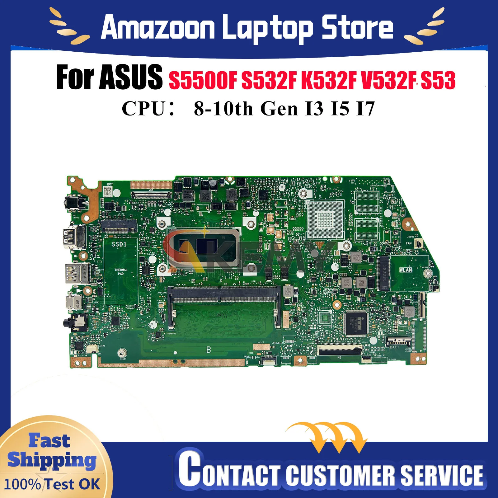 

X532FA Laptop Motherboard For ASUS K531F X532F S532F S5500F K532F S531F V532F X532FLC X532FL X532FAC Mainboard With I3 I5 I7 CPU