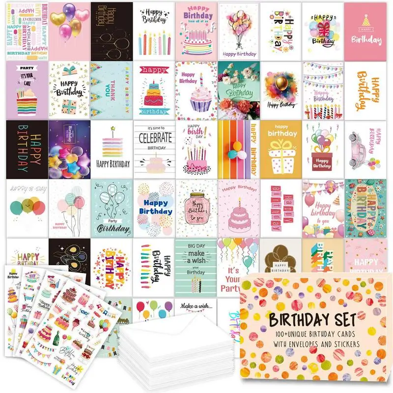 

Generic Birthday Cards With Envelopes 50PCS Birthday Cards Assortment Greeting Cards Assortment Assorted Greeting Cards Unique