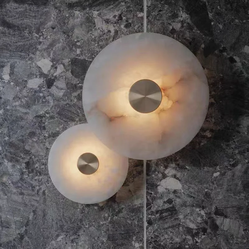 New Nordic Black Spanish Natural Marble Wall Lamp, Dimmable Lustre Sconce for Bedroom