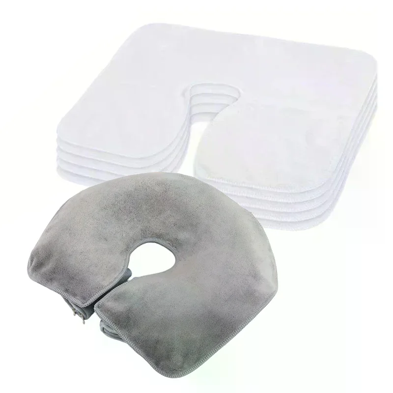 Microfiber Head Pad Towels U-Shaped Facial Pillow Covers Thickened Headrest Cushion Facial Care Beauty SPA Massage Supplies