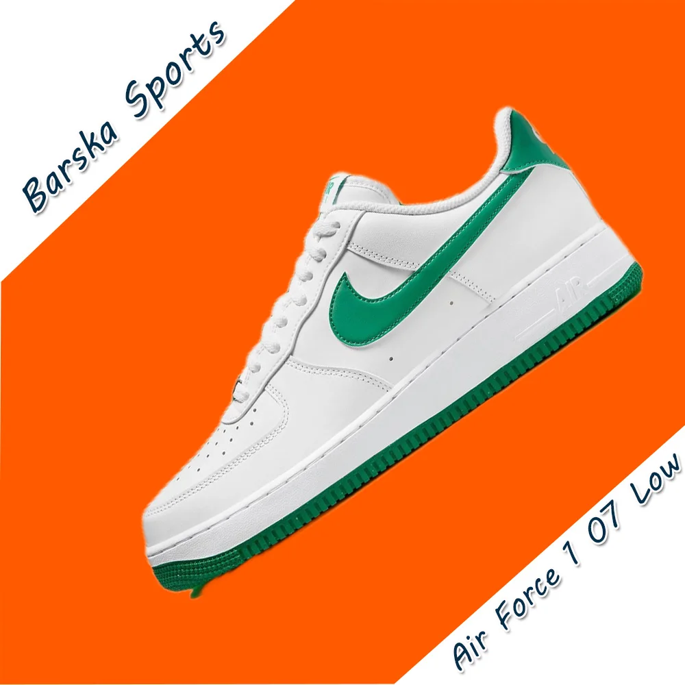 Nike Air Force 1 07 Low Sapatos de tabuleiro masculinos Suporte Conforto Sapatos casuais Tênis acolchoados e leves e respiráveis Branco e verde