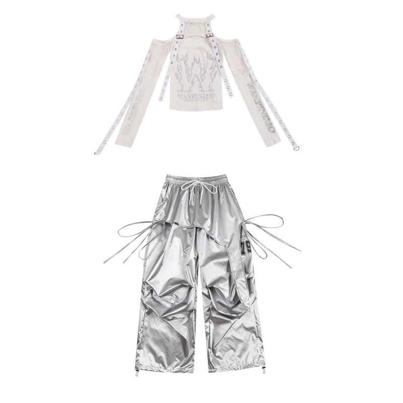 Mode Meisjes Jazzdans Outfits Kids Hip Hop Kleding Kinderen Ballroom Dans Kostuums Street Wear K-pop Kleding XS10806