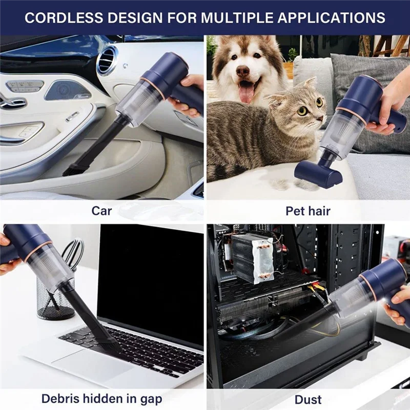 コードレスポータブル掃除機,充電式,車,家庭,オフィス,ペット用,8000Pa, 120w