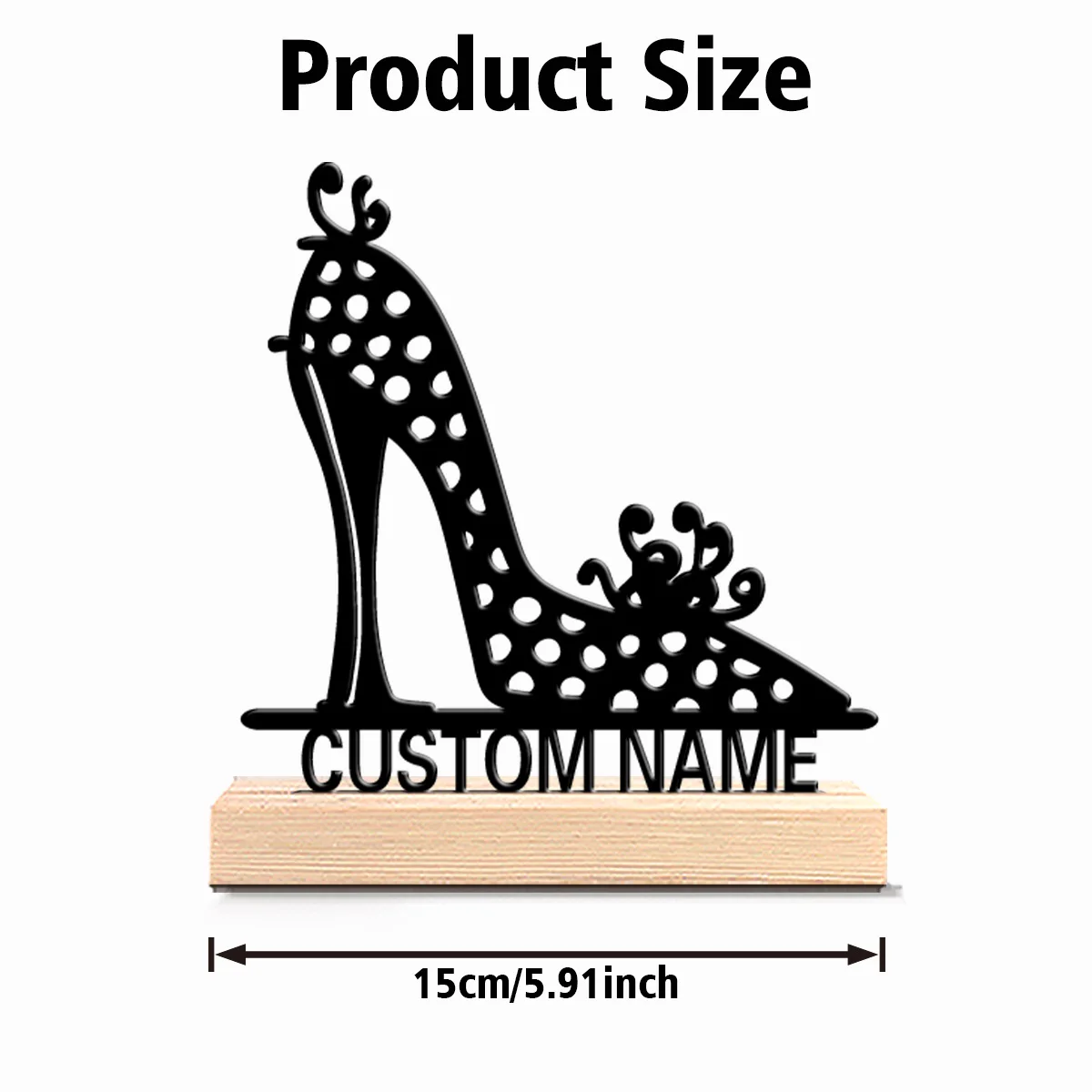 1pc Beauty Personalized Custom High heels Metal Statues With Wooden Base Tabletop Decoration Suitable for desktop decorative art