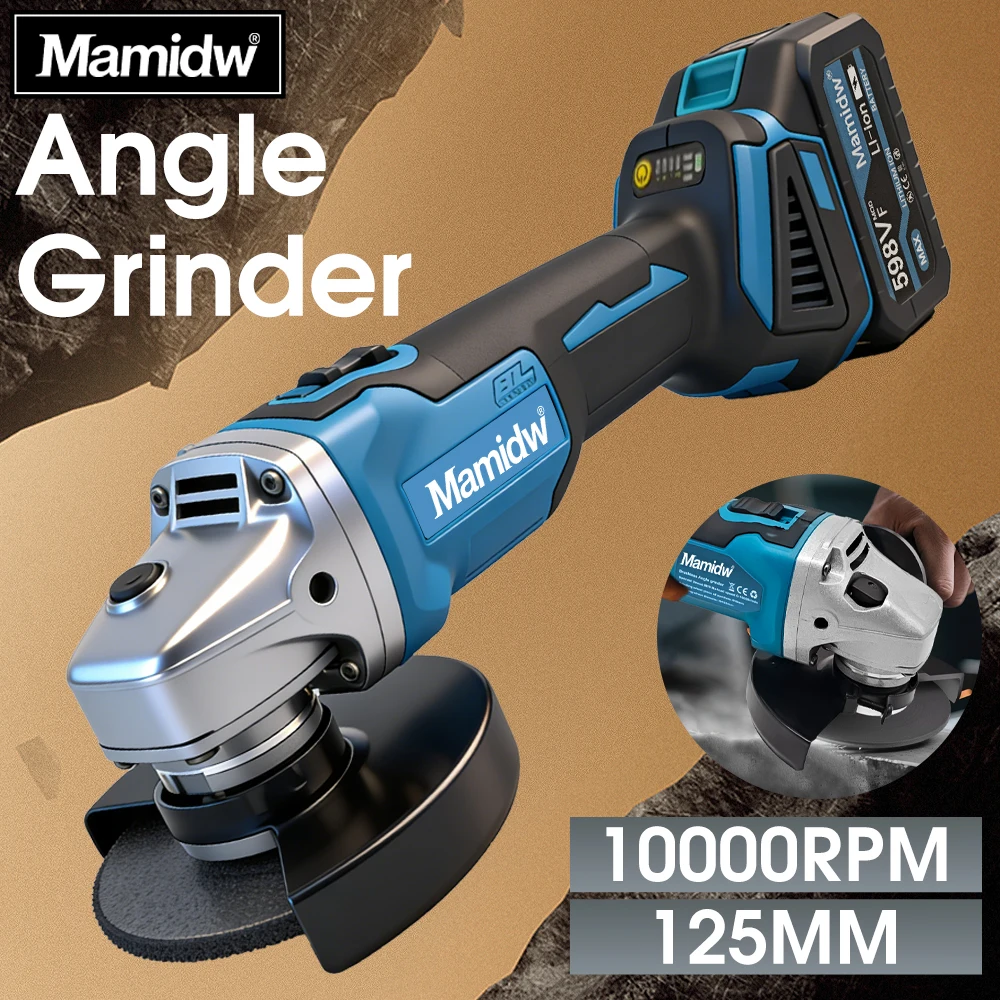 

Mamidw 10000RPM angle grinder, grinding multi-functional, suitable for various work environments, For Makita 18v Battery