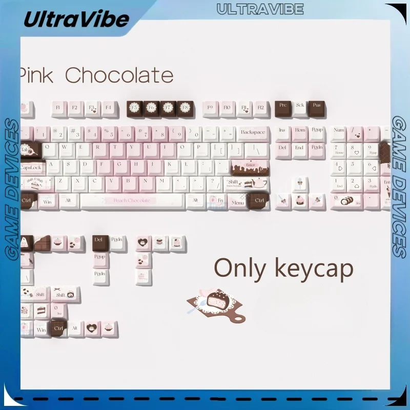 Pink Chocolate Keycaps Original Design Pbt Five Sided Heat Sublimation Cherry Foa Hight Customized Mechanical Keyboard Keycaps