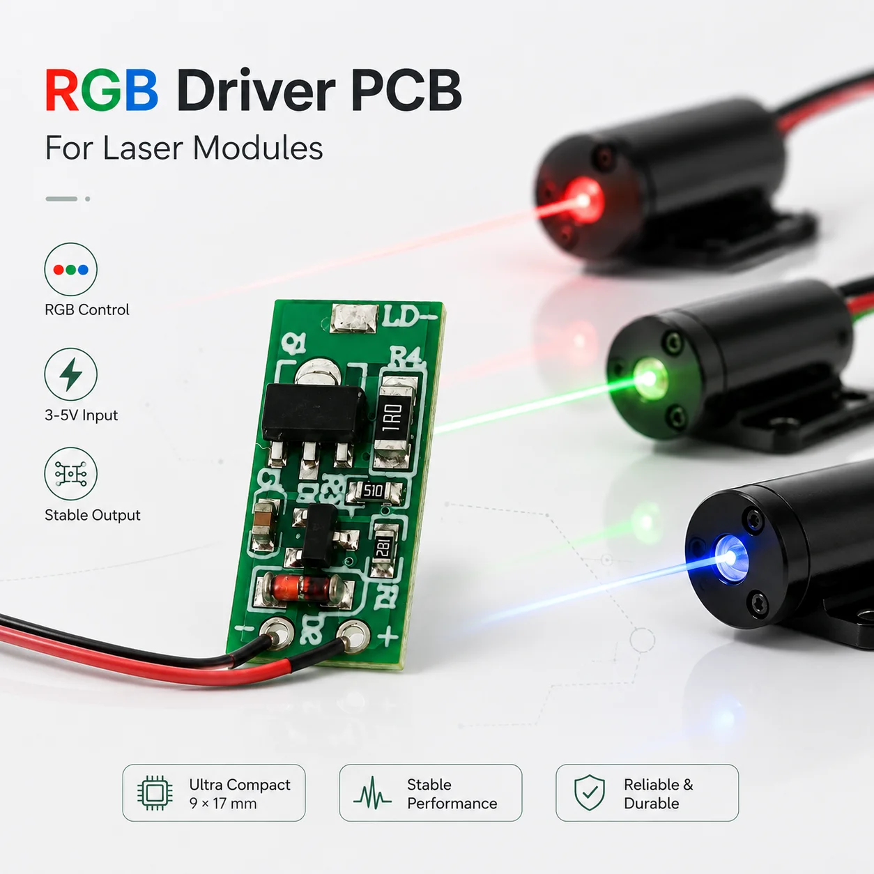 ZhonNa 9x17mm 3-5V RGB Scheda  - Laser Controller Board recensione e prezzo