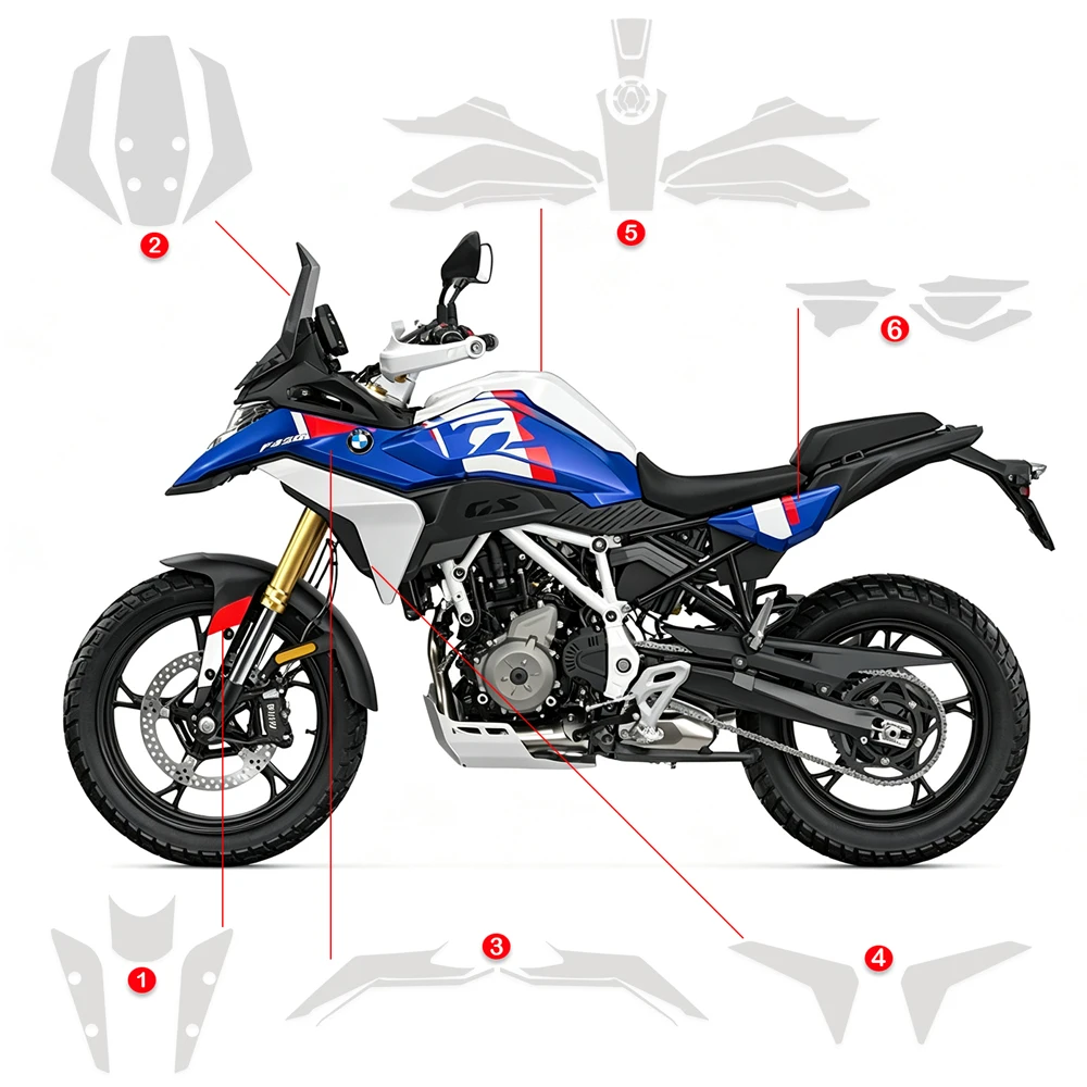 F450GS PPF Motorcycle Paint Glossy Fuel Tank Protection Film Real Material TPU Anti-Scratch Film For BMW F450 GS F 450 GS 2026
