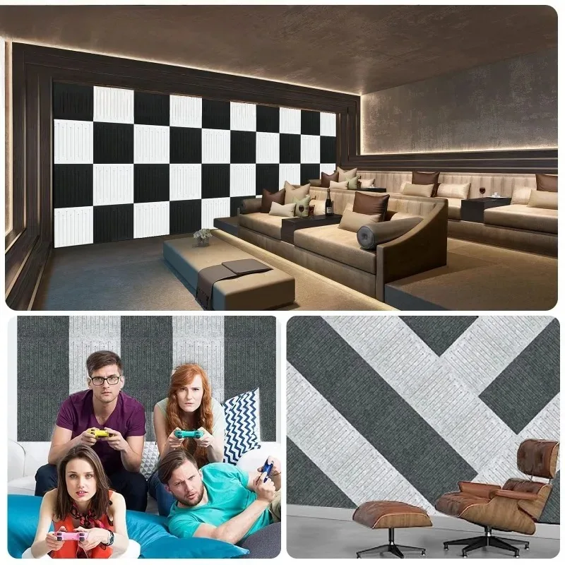 4/12PCS Large Cork Board Alternative Felt Wall Tiles Sticker Self-Adhesive Wall Panel Bulletin Board Pin Board for Office School