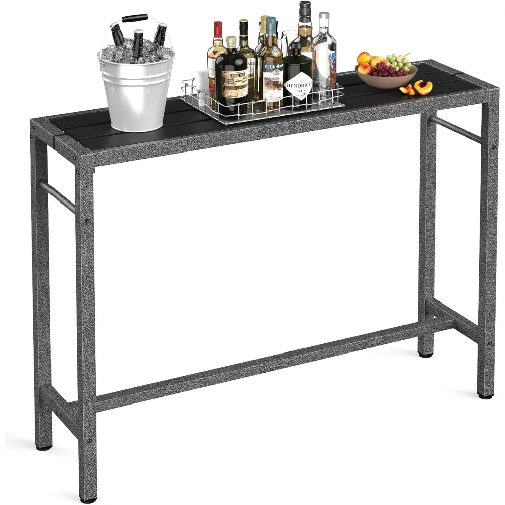 

Outdoor Bar Table 53'' Patio Table Pub Height Dining Table with Waterproof Top and Hammer Finish Stand for Hot Tub, Garden, Bac