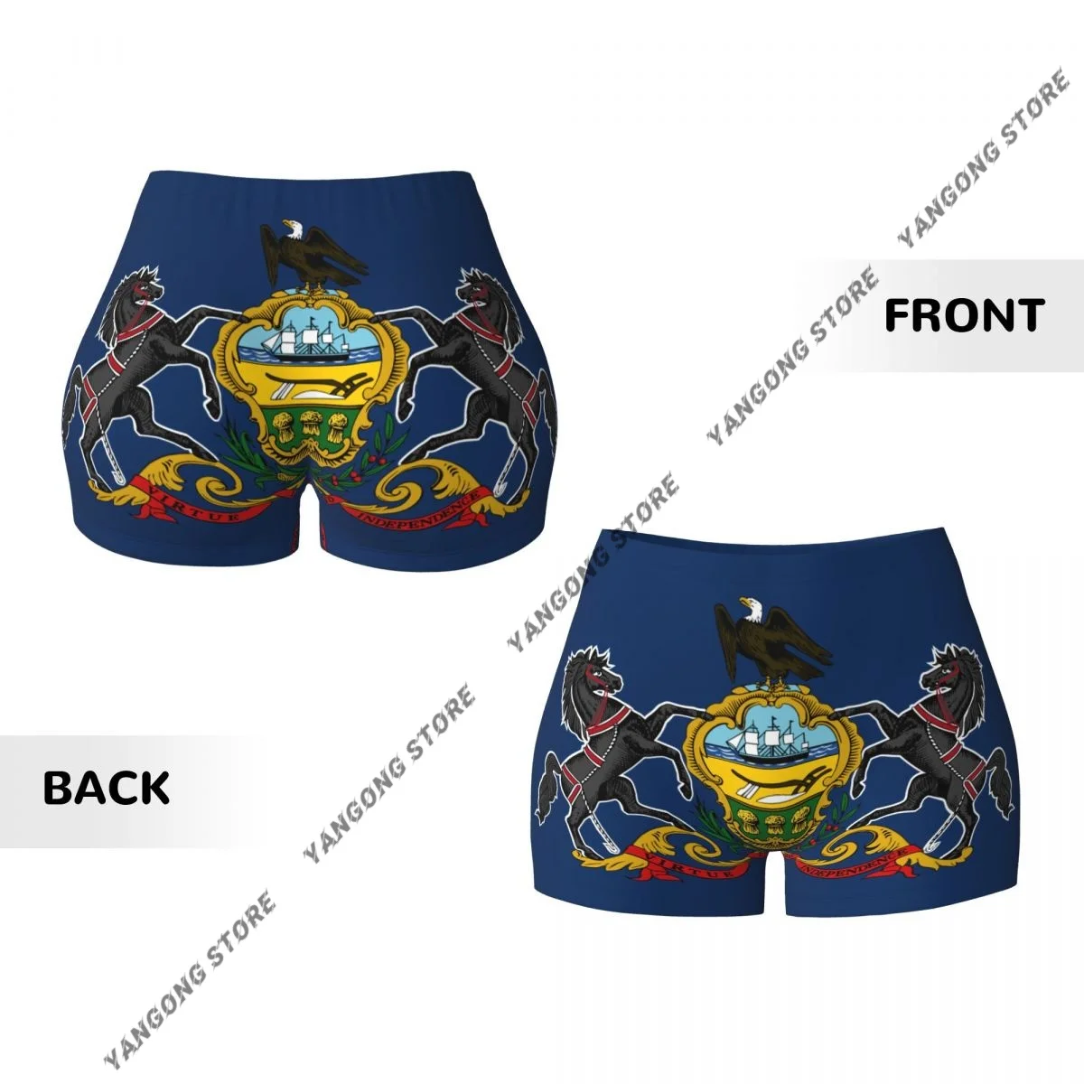 섹시한 타이트한 엉덩이 스포츠 반바지 펜실베니아 플래그 피트니스 여성용 편안한 요가 반바지