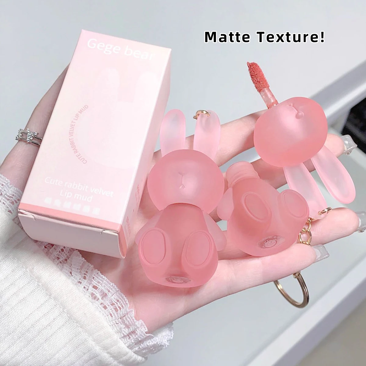 Gege Bear Rabbit Velvet Matte Lip Glaze Schattige Bear Verpakking Fluweel Matte Make-up Effect Langdurige kleur zonder last